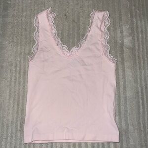 Baby pink lace tank top